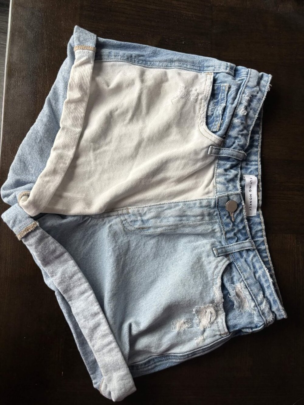 Flying Monkey High Rise Mom Colorblock Distressed Shorts - Size 27